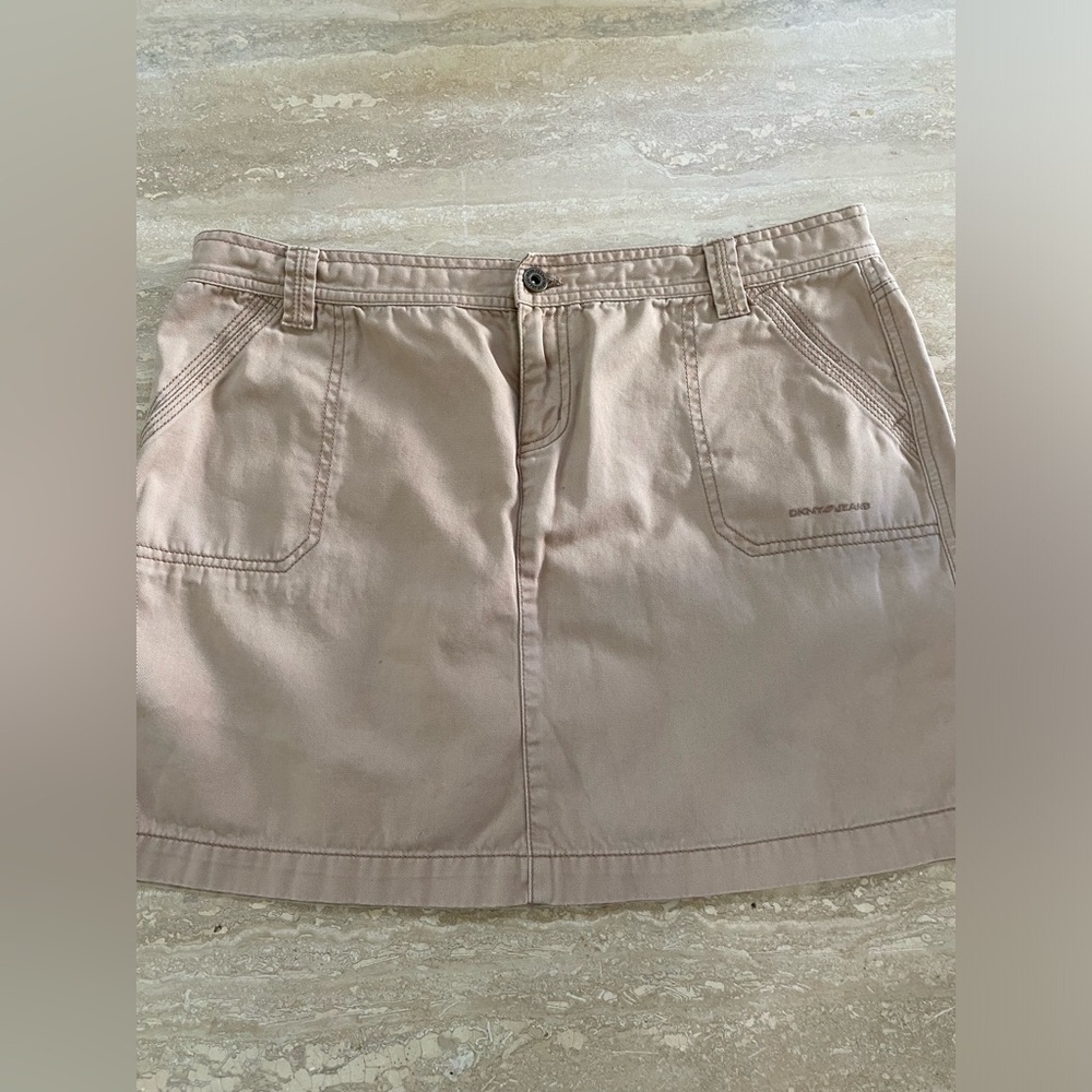 Vintage DKNY Mini skirt Y2K tan beige Sz 14